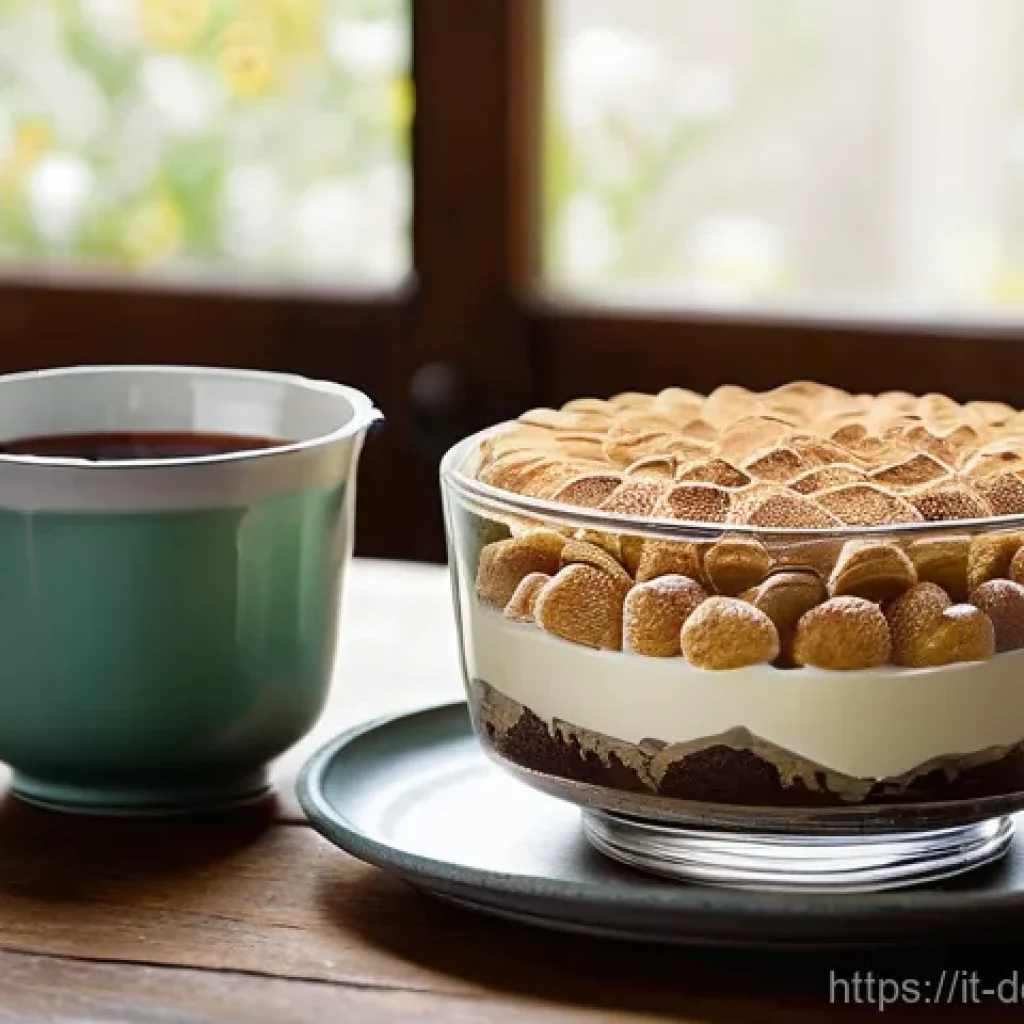 전통 디저트와 현대식 비교 - **A heartwarming, rustic still life featuring classic Italian desserts.** On an old, polished wooden...