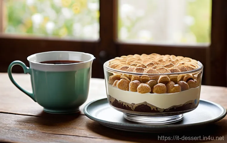 전통 디저트와 현대식 비교 - **A heartwarming, rustic still life featuring classic Italian desserts.** On an old, polished wooden...