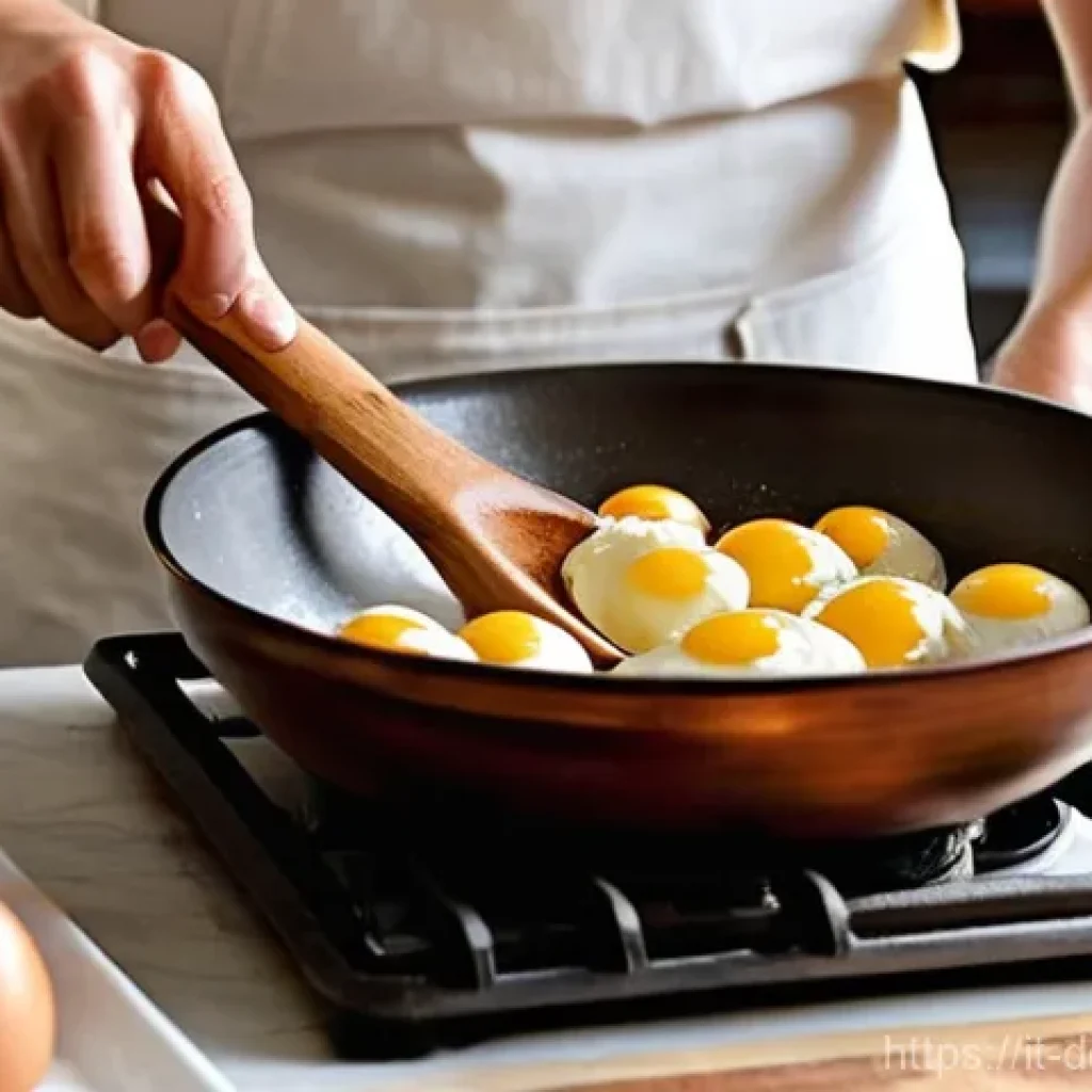 슈크림 만들기 - **Prompt:** A close-up, warm-toned photograph capturing the intricate process of making choux pastry...