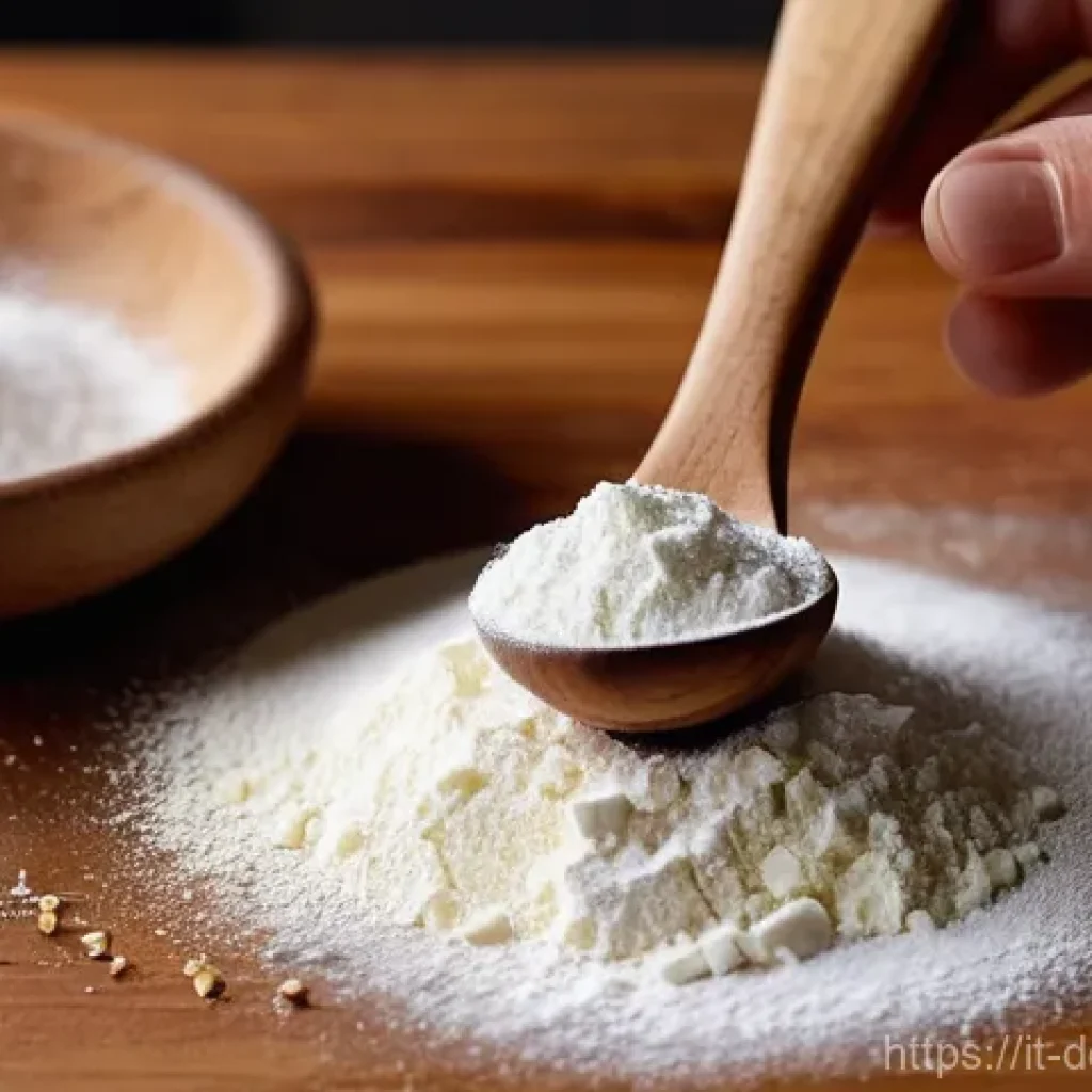 샤브레 만드는 법 - **Prompt:** A close-up, top-down view of adult hands delicately combining cold, cubed butter with wh...