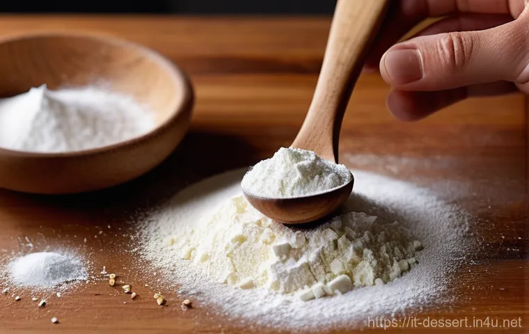 샤브레 만드는 법 - **Prompt:** A close-up, top-down view of adult hands delicately combining cold, cubed butter with wh...