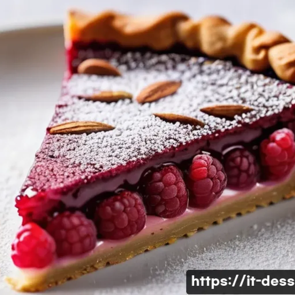 다이어트 디저트 - **A Vibrant and Light Raspberry-Almond Tart:**
    A close-up shot of a beautifully crafted, individ...