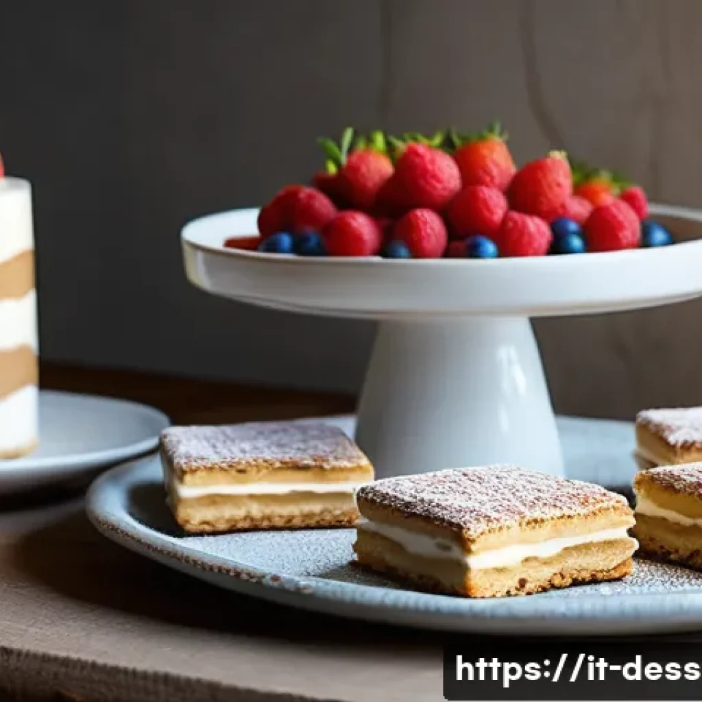 디저트 칼로리 비교 - A vibrant Italian dessert table showcasing a classic tiramisu alongside a lighter version made with ...