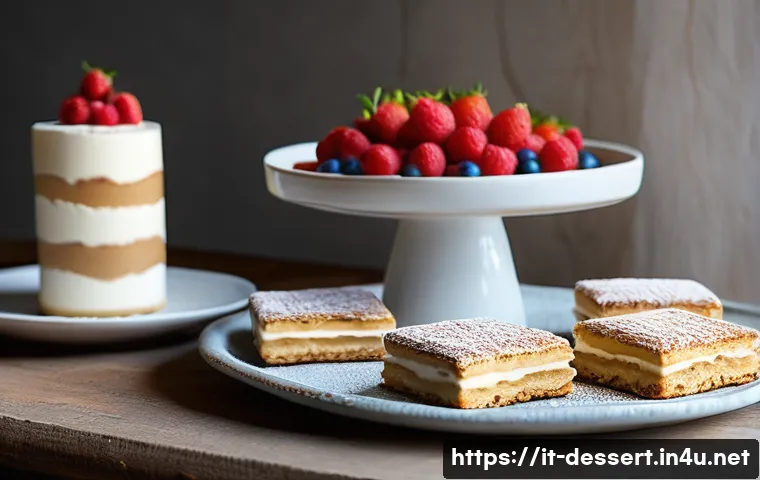 디저트 칼로리 비교 - A vibrant Italian dessert table showcasing a classic tiramisu alongside a lighter version made with ...