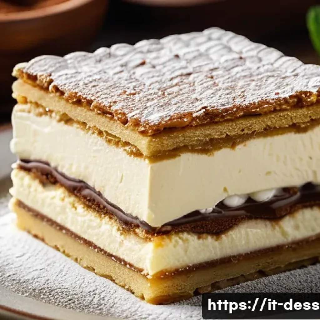 디저트에 맞는 유제품 - A close-up, elegant presentation of a classic Italian tiramisù dessert on a rustic wooden table, sho...