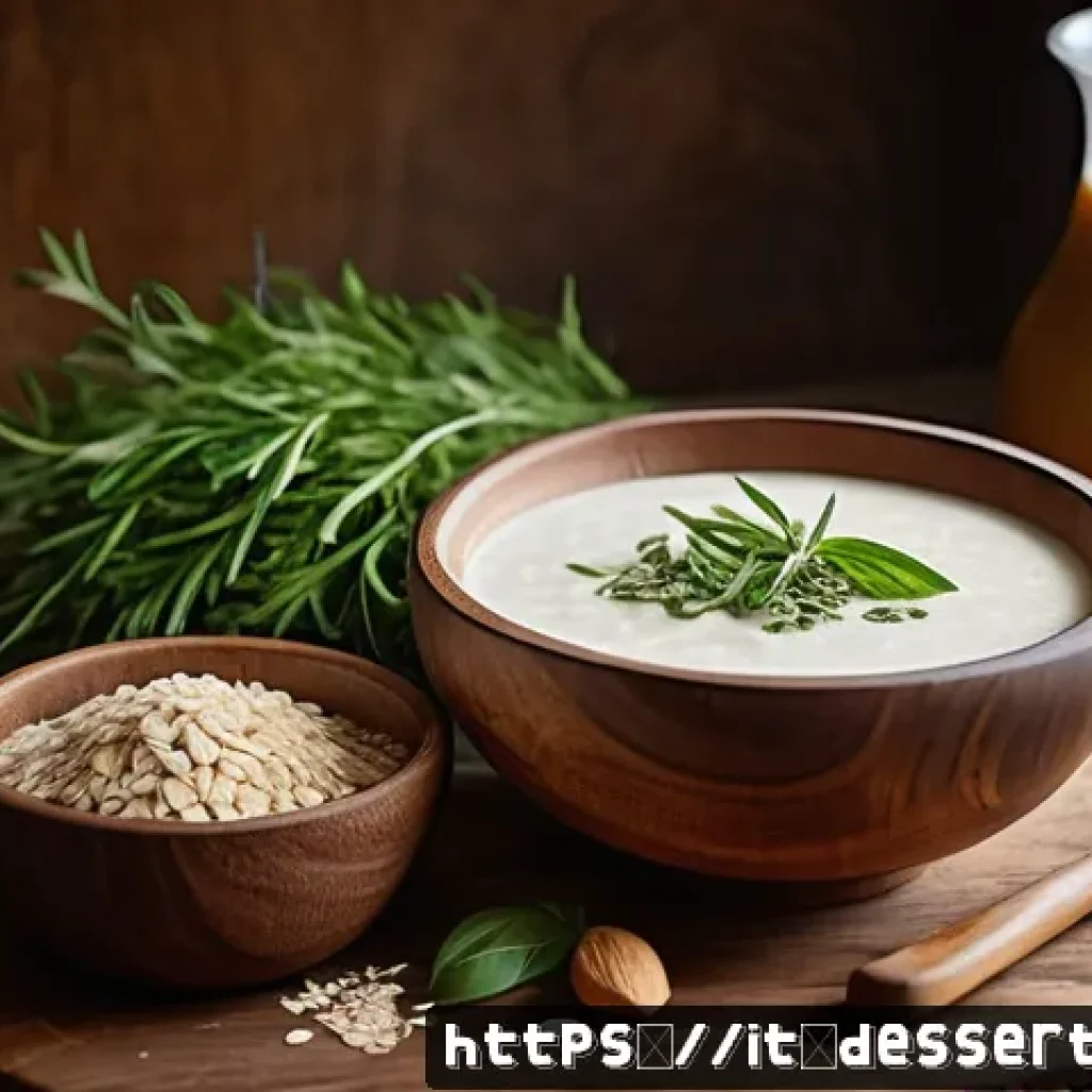 크림 파우더 대체품 - A rustic kitchen scene showcasing a wooden table with natural creamy ingredients arranged artfully: ...