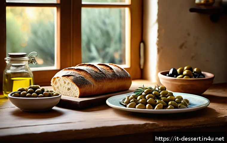 버터 대체재 사용법 - A cozy Italian kitchen scene showcasing a rustic wooden table with freshly baked bread drizzled gene...