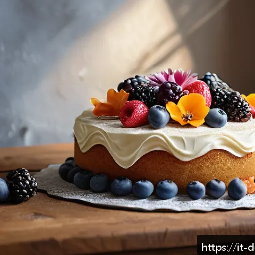 케이크 브랜드 비교 - A beautifully decorated artisanal Italian cake on a rustic wooden table, featuring natural colors an...