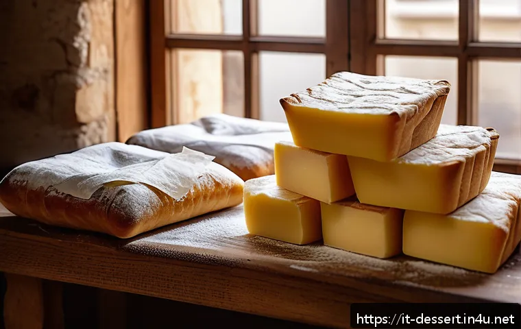 제빵용 버터 가격 비교 - A rustic Italian bakery kitchen scene featuring a wooden table covered with various types of butter:...